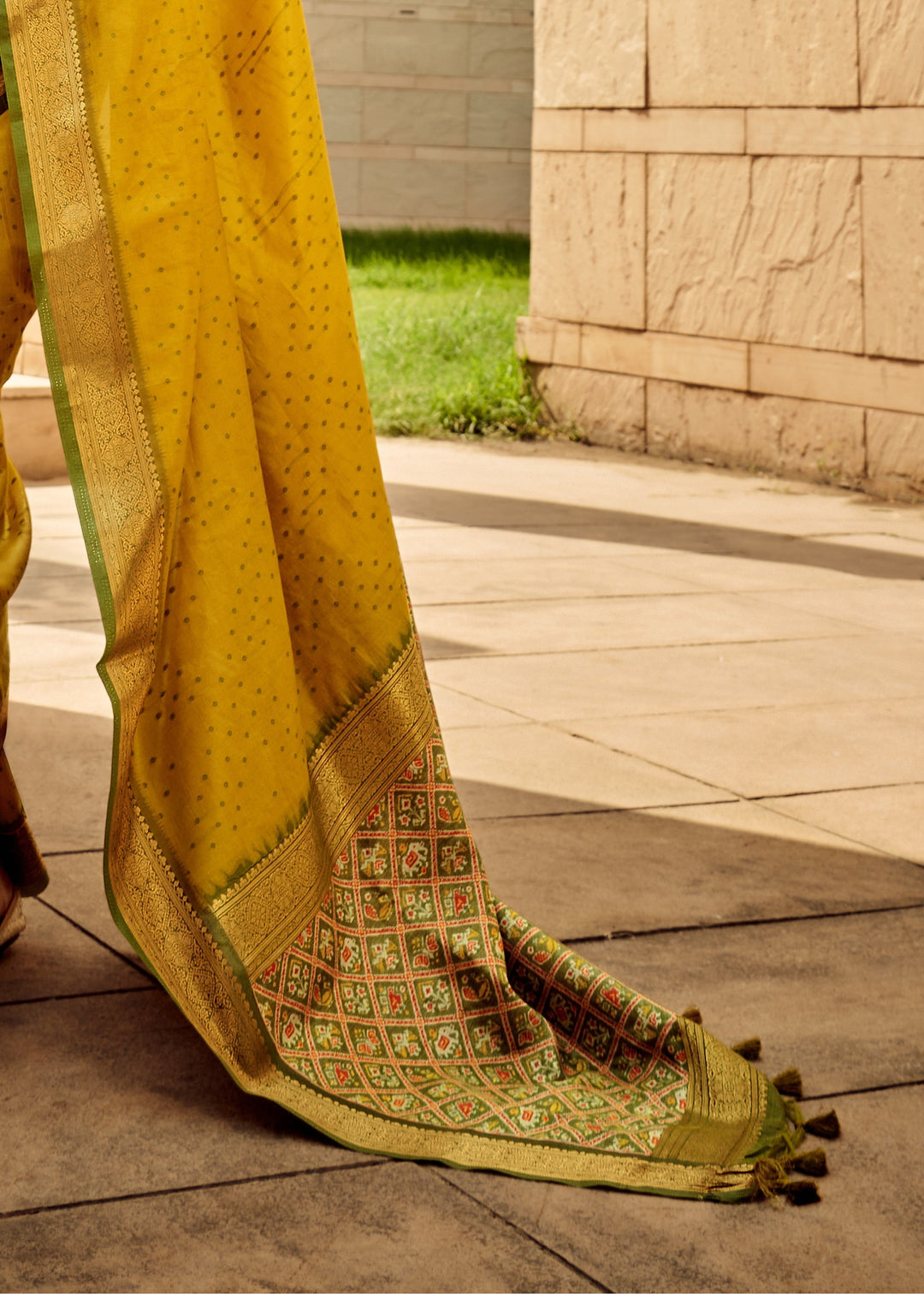 Mustard Handloom Weaving Silk Saree