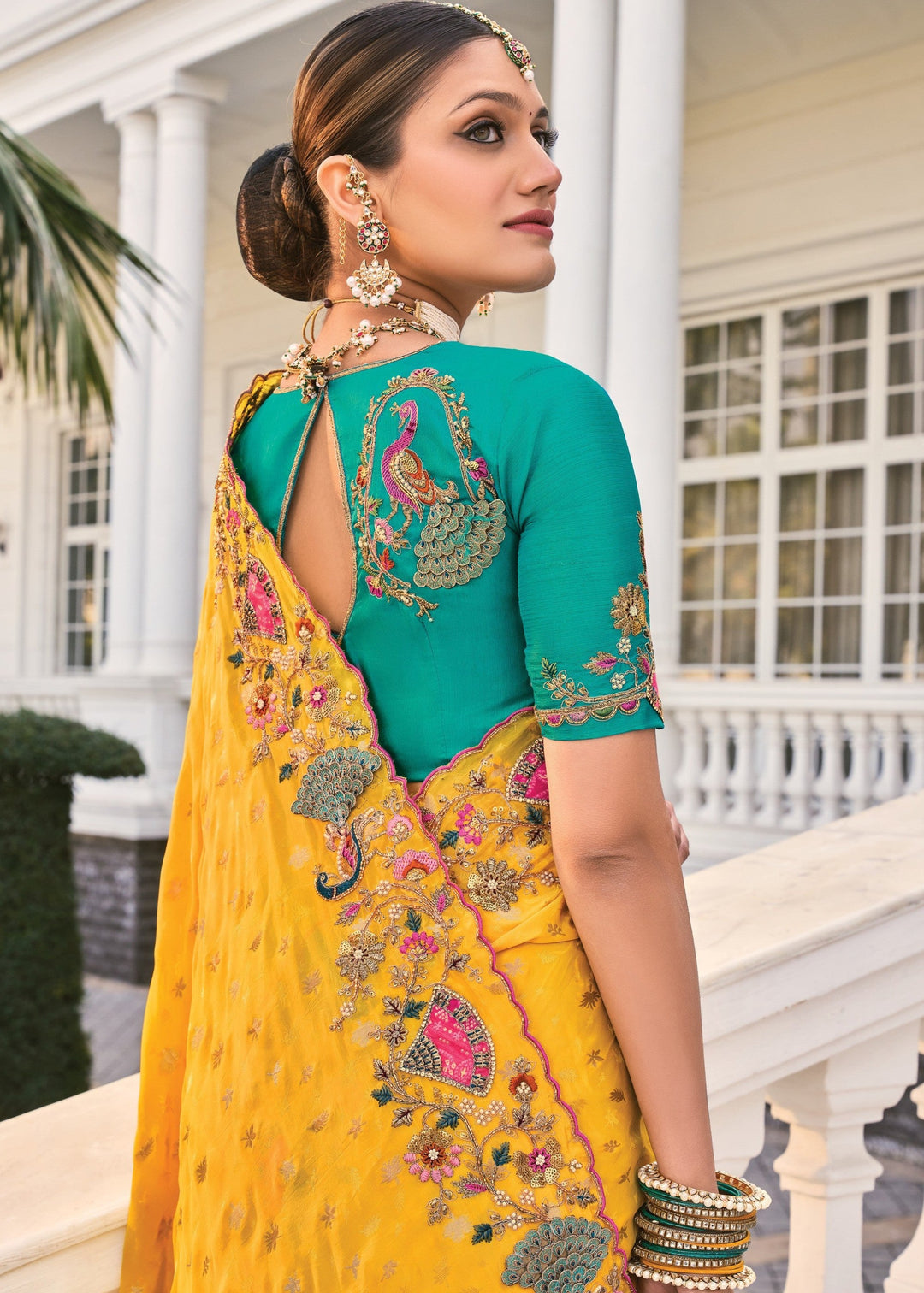 Yellow Crepe Silk Saree