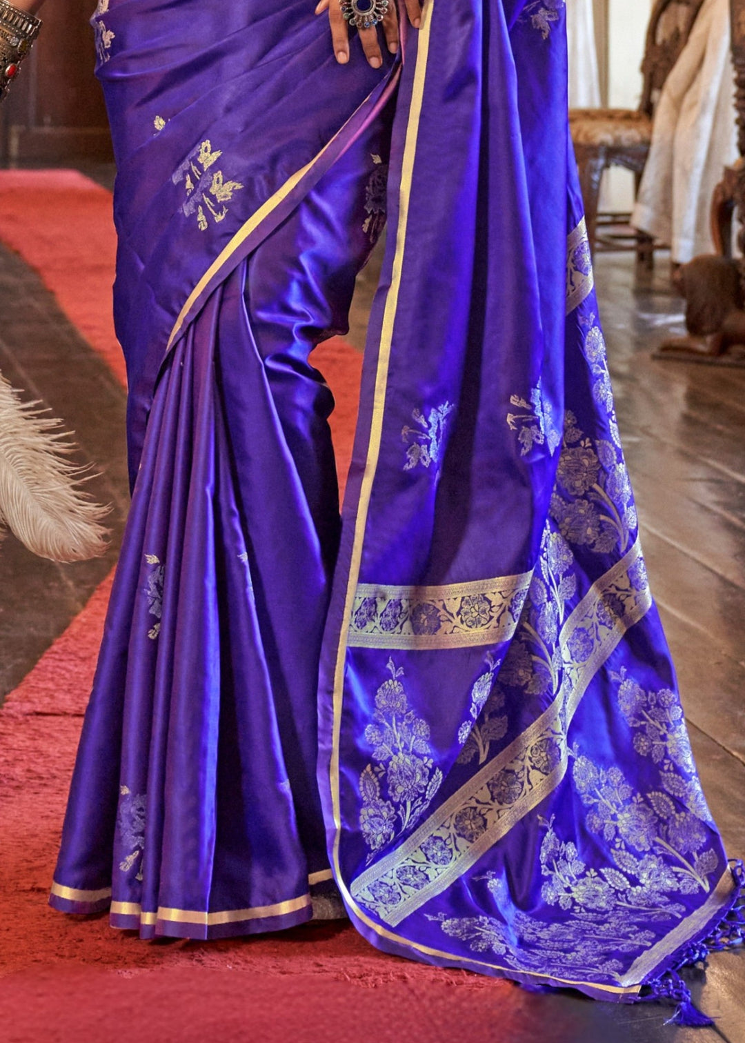 Lavender Satin Silk Saree