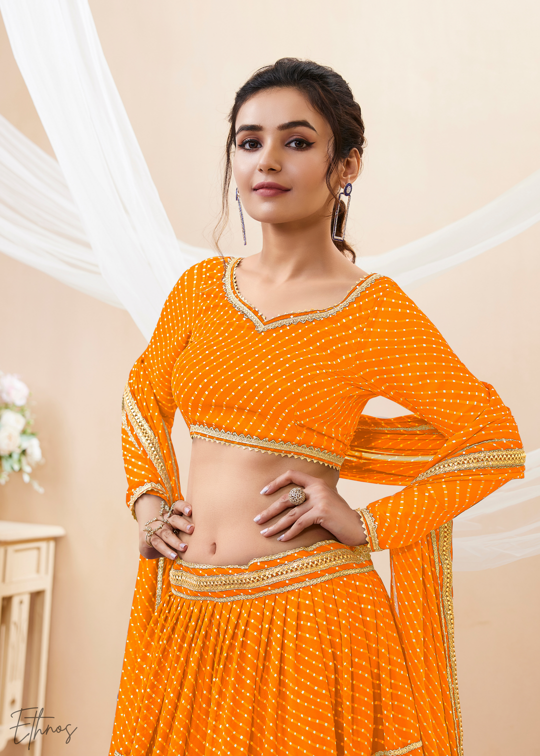 Tangrine Orange Georgette Lehenga Choli
