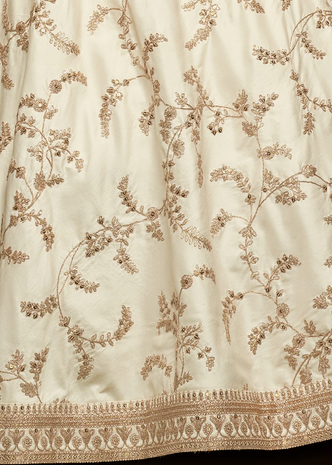 Pearl White Silk Lehenga Choli with Thread,Zari,Dori & Sequins work