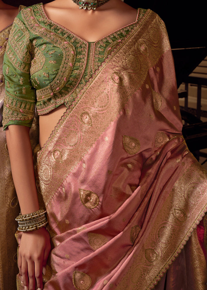 Shades of Pink Viscose Tissue Silk Saree