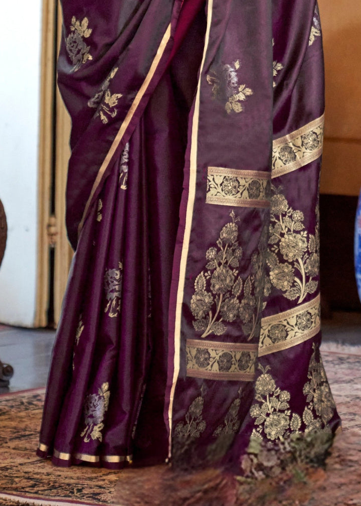 Brown Satin Silk Saree