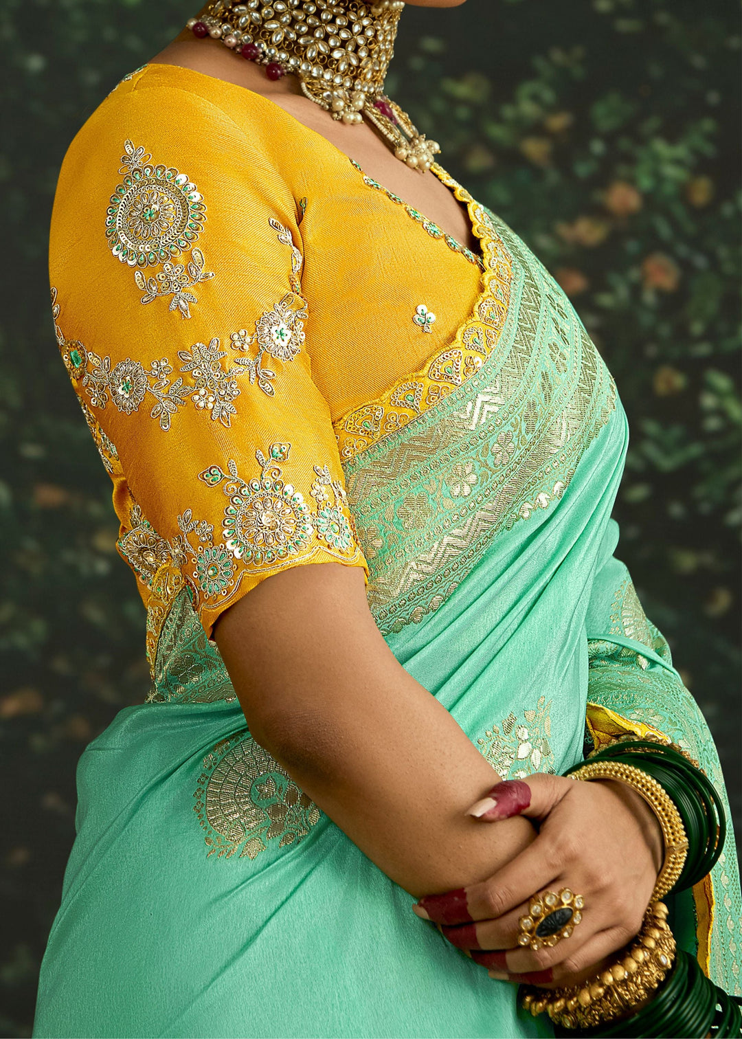 Pastel and Yellow Viscose silk Saree