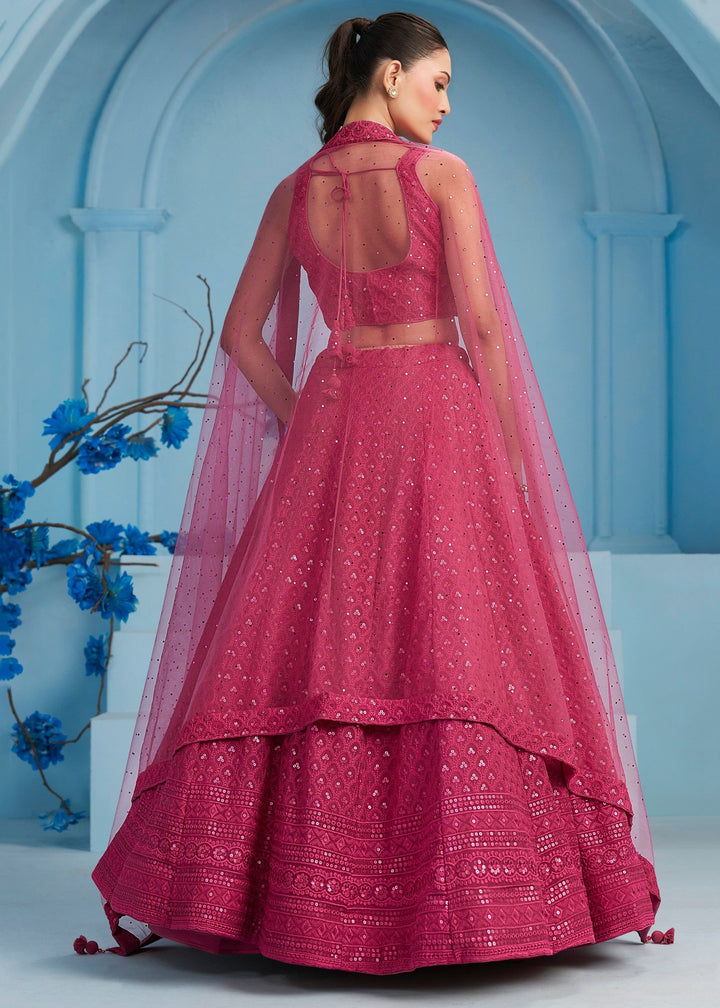 Pink Georgette Lehenga With Dupatta