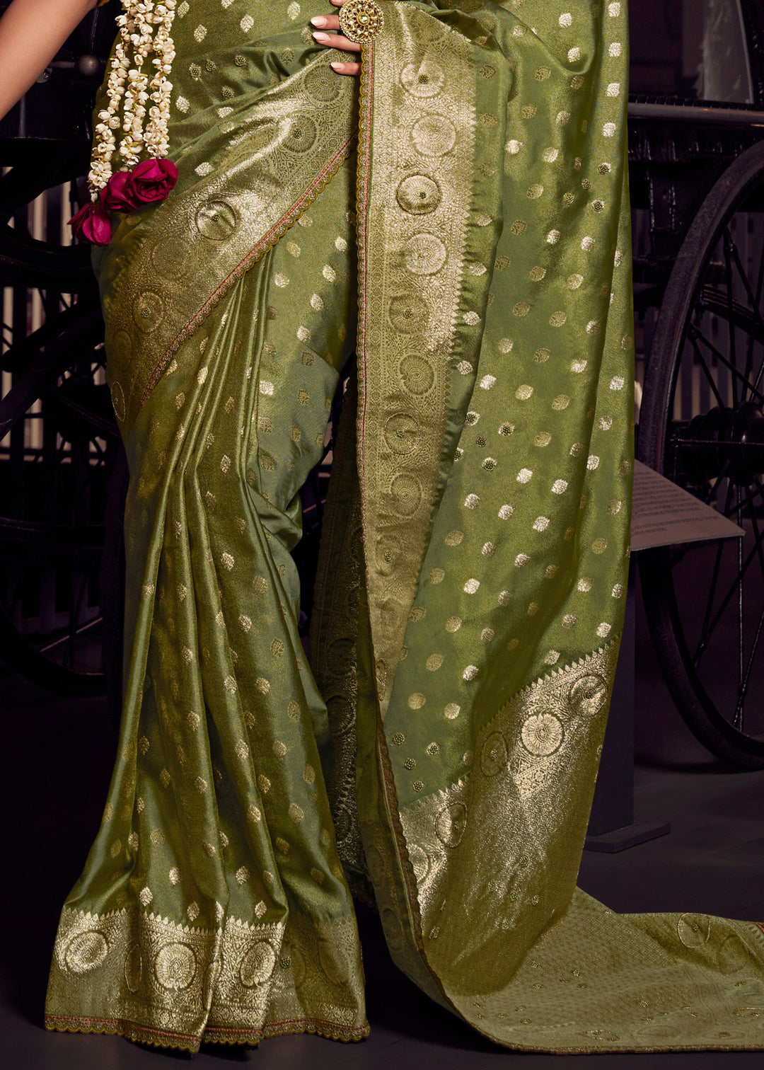 Green Viscose Tissue Silk Saree