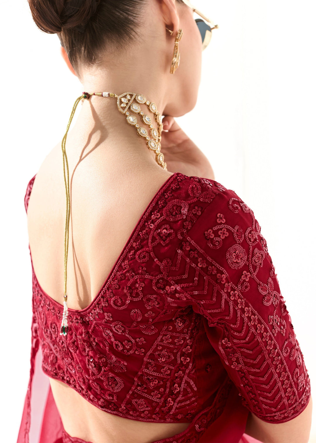 Raspberry Pink Organza Tissue Silk Saree