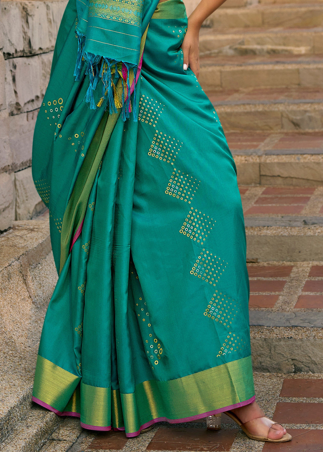 Light Green Satin Silk Saree