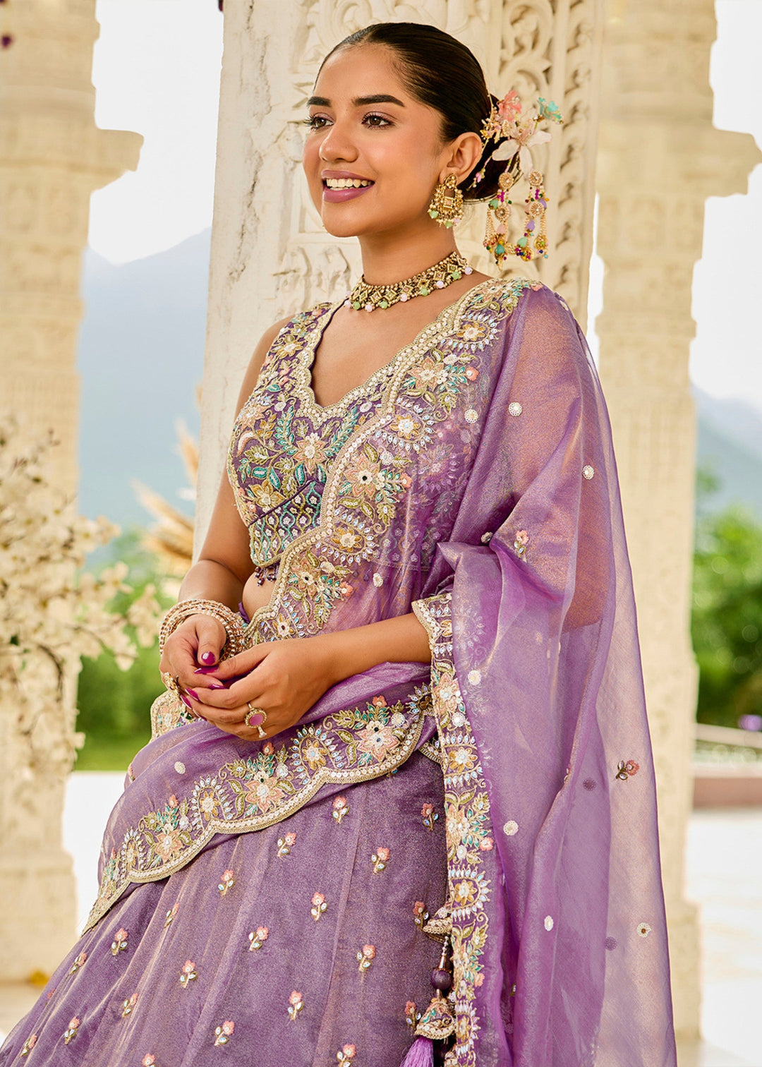 Purple Satin Silk Lehenga Choli