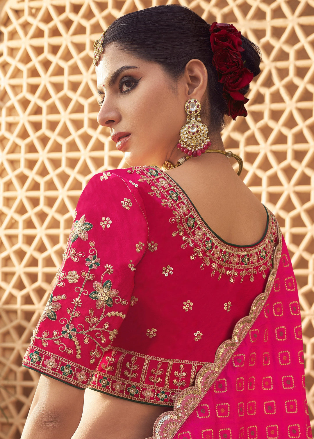 Soft Pink Banarasi Silk Lehenga Choli With Zarkan And Cut Work