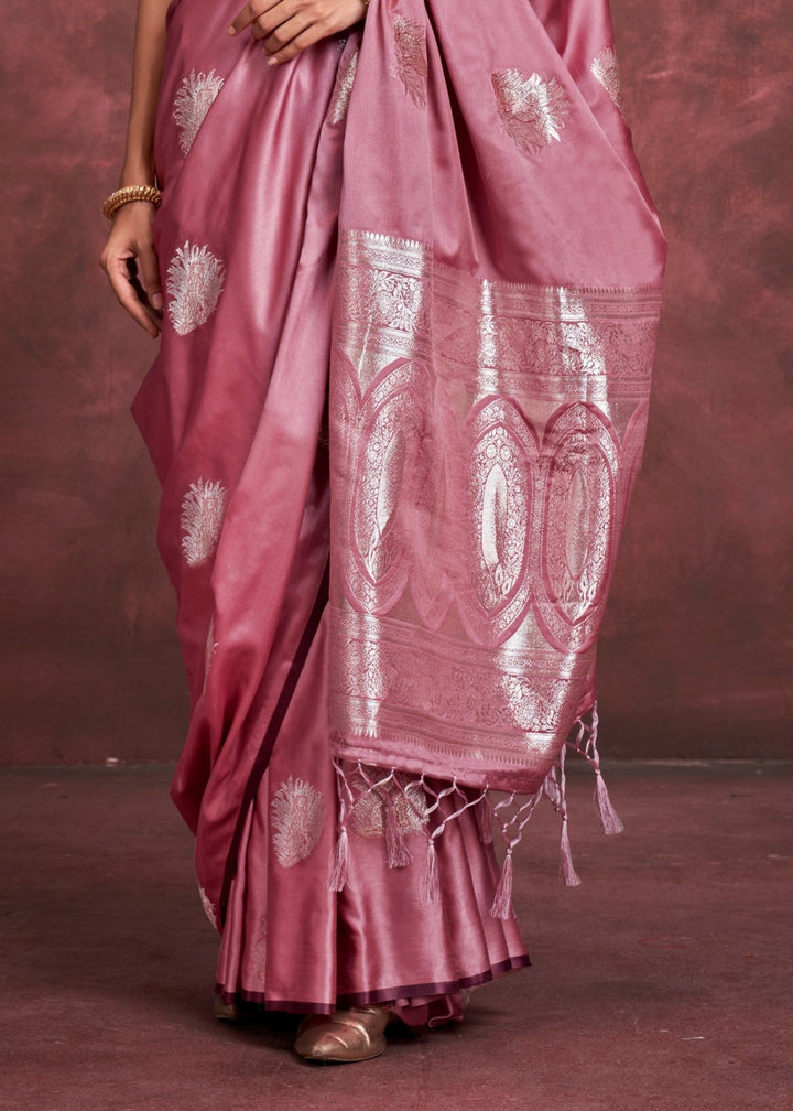 Wild Orchid Satin Banarasi Silk Saree