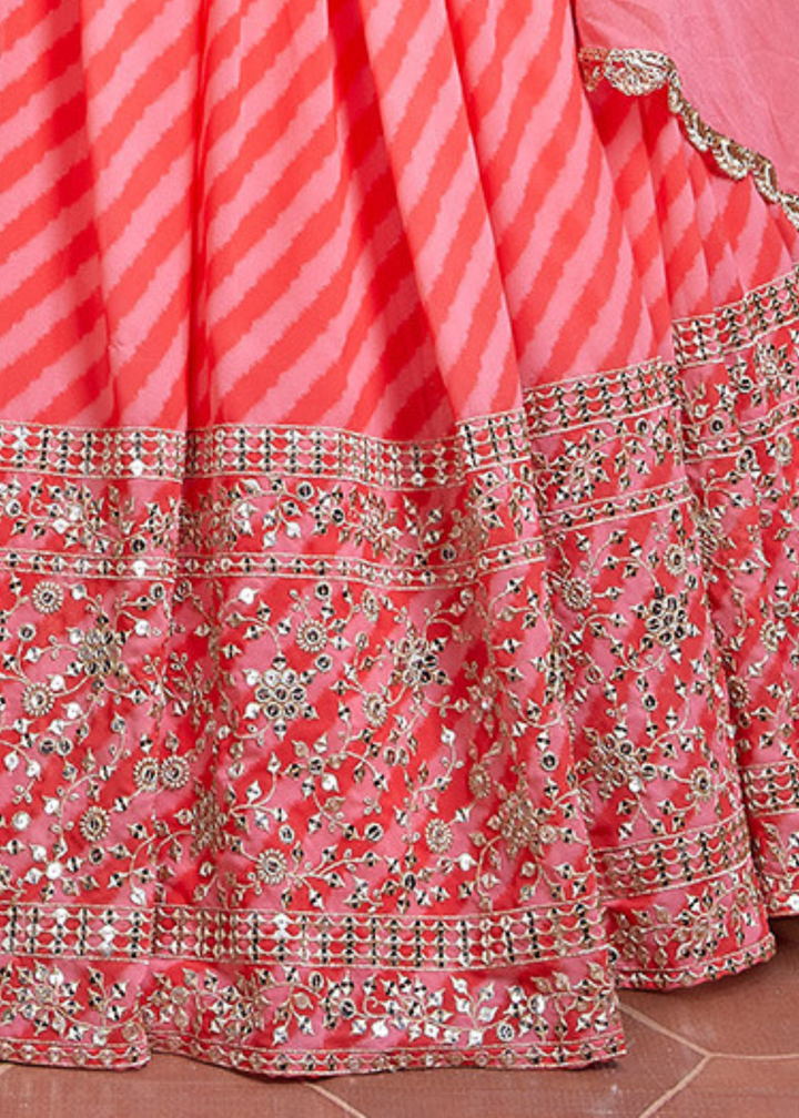 Shades Of Pink Printed Organza Lehenga Choli