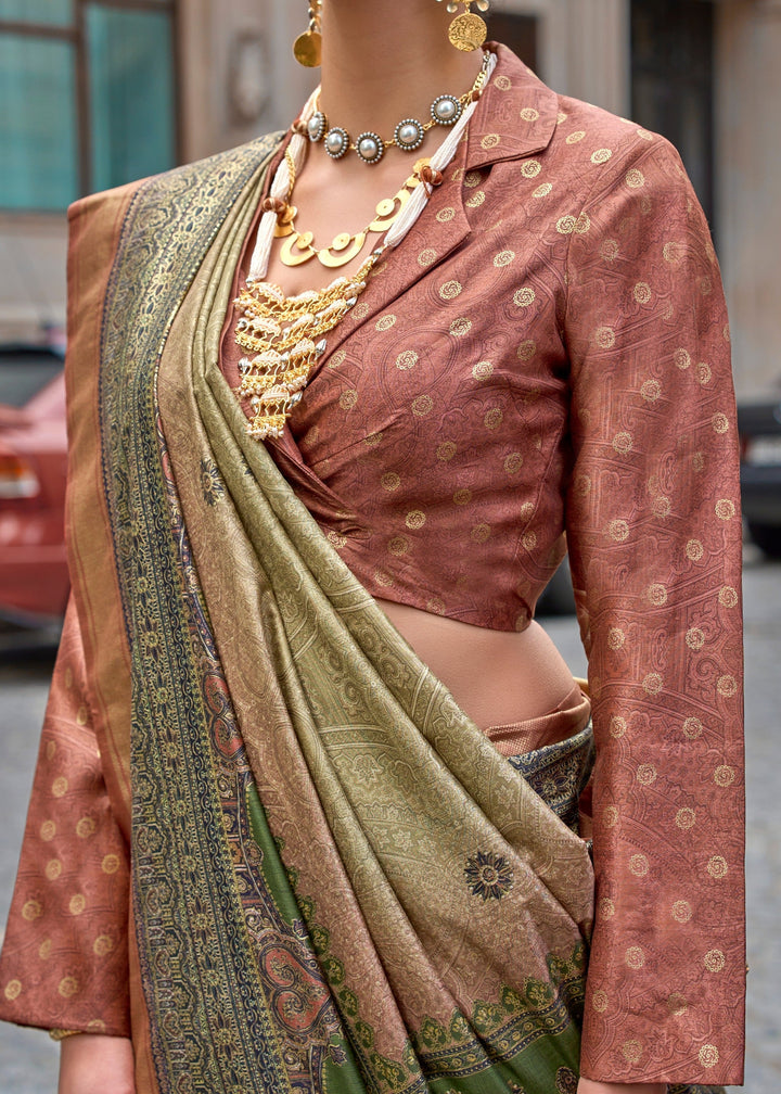 Moss Green Poly Viscose Silk Saree
