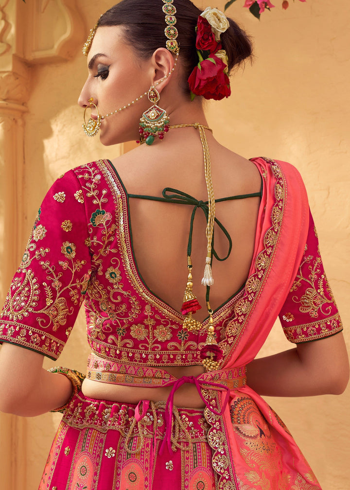 Candy Pink Banarasi Silk Lehenga Choli With Zarkan And Cut Work
