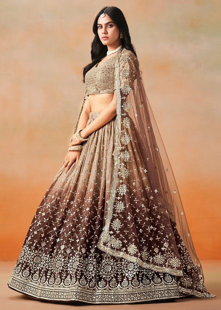 Brown Georgette Lehenga Choli