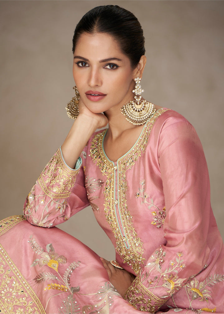 Dusty Rose Pink Premium Simar Silk Salwar Suit