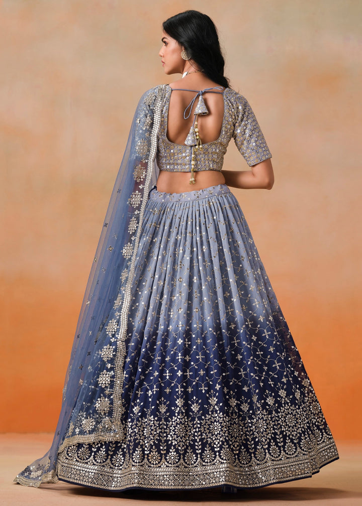 Navy Blue Georgette Lehenga Choli