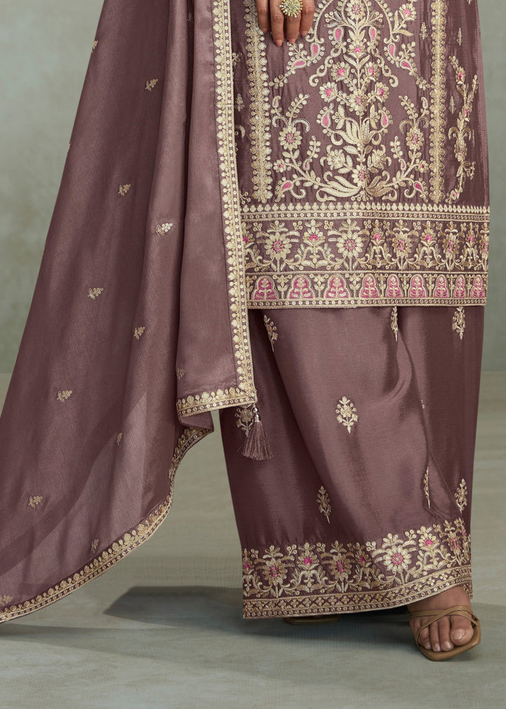 Purple Wine Premium Chinon Silk Salwar Suit