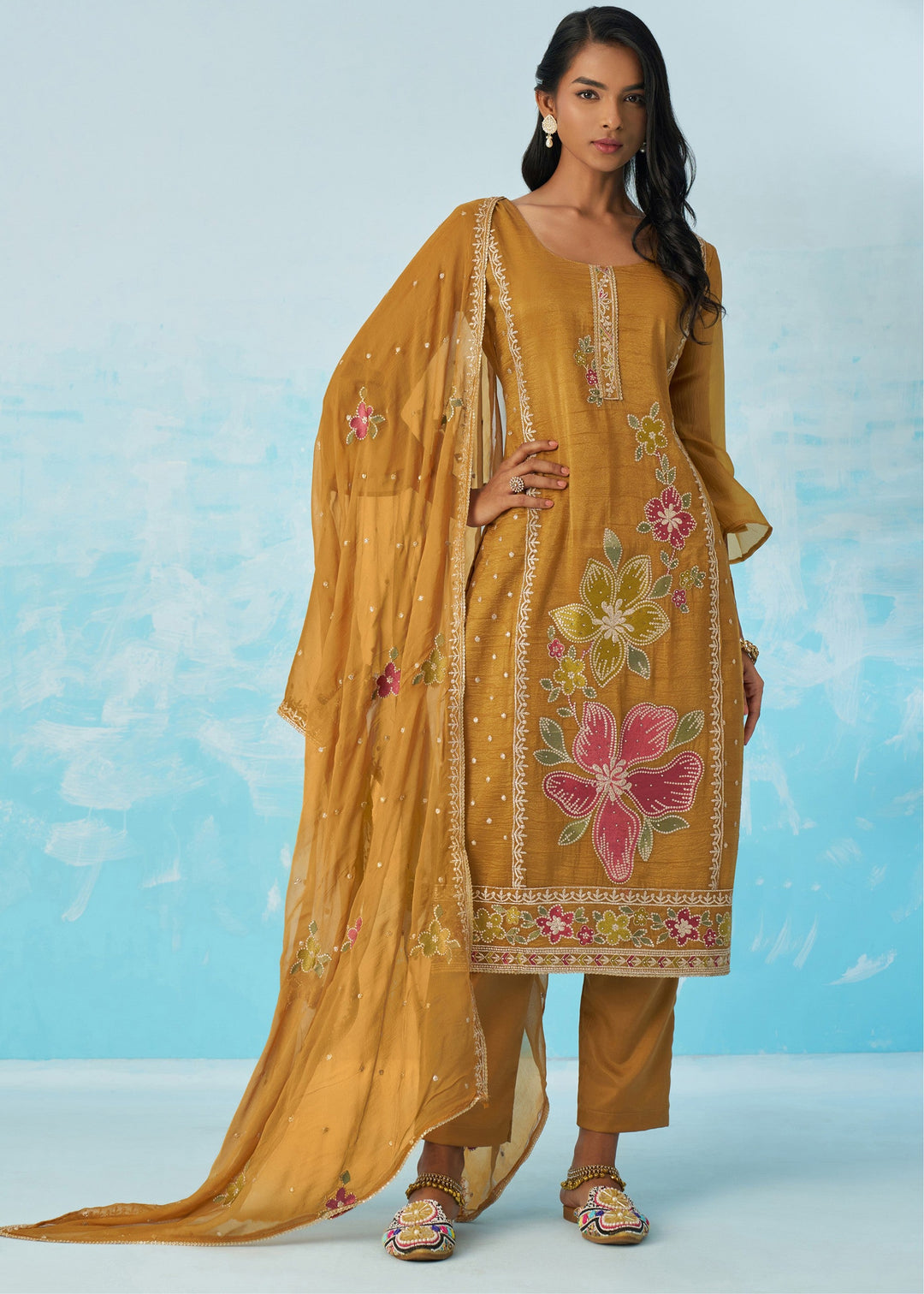 Mustard Yellow Salwar Suit With Dupatta