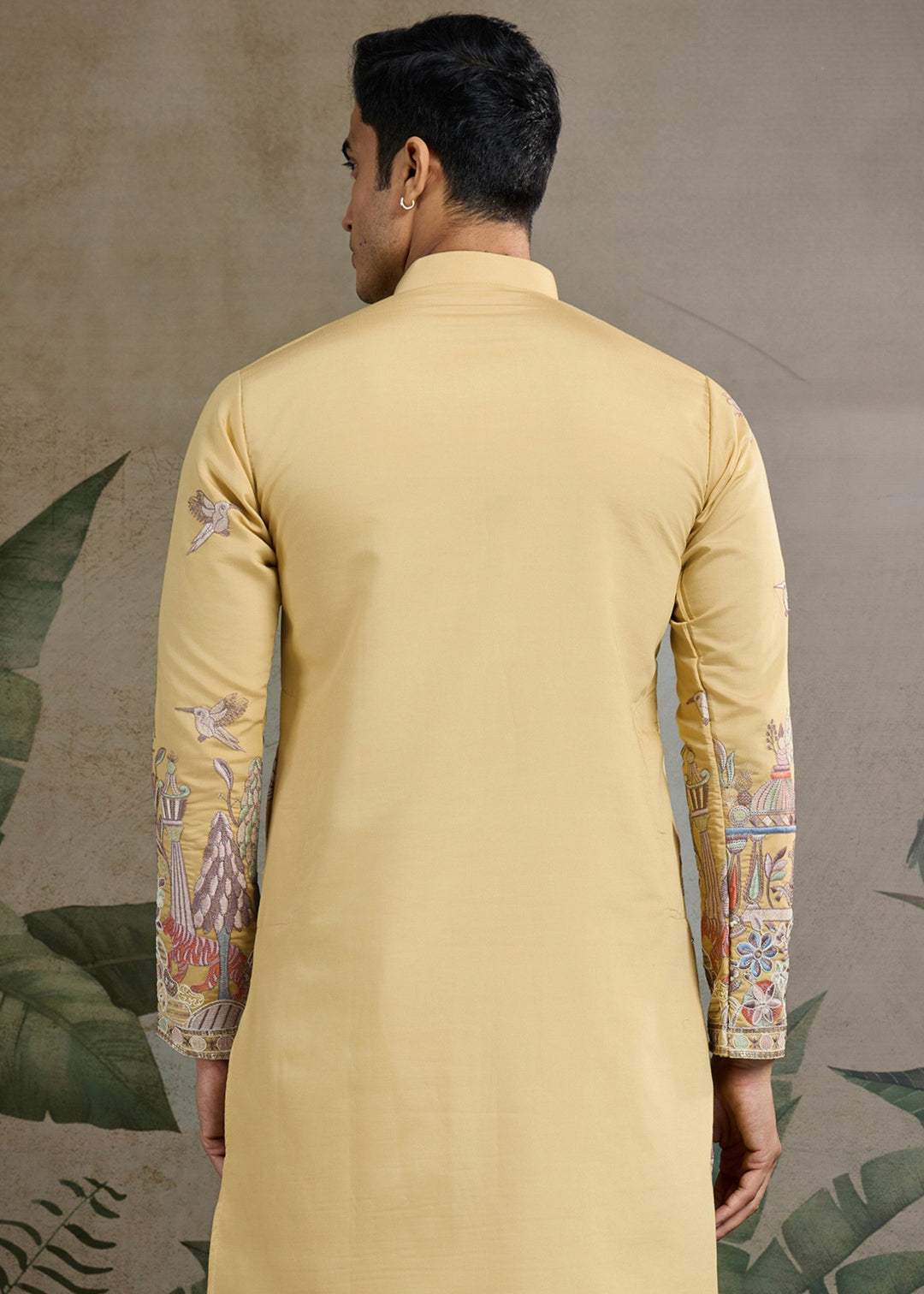 Yellow Viscose Mens Kurta With Unique Embroidery : Top Pick