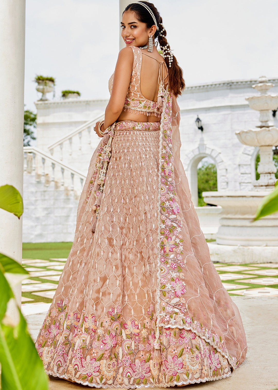 Nude Satin Silk Lehenga Choli