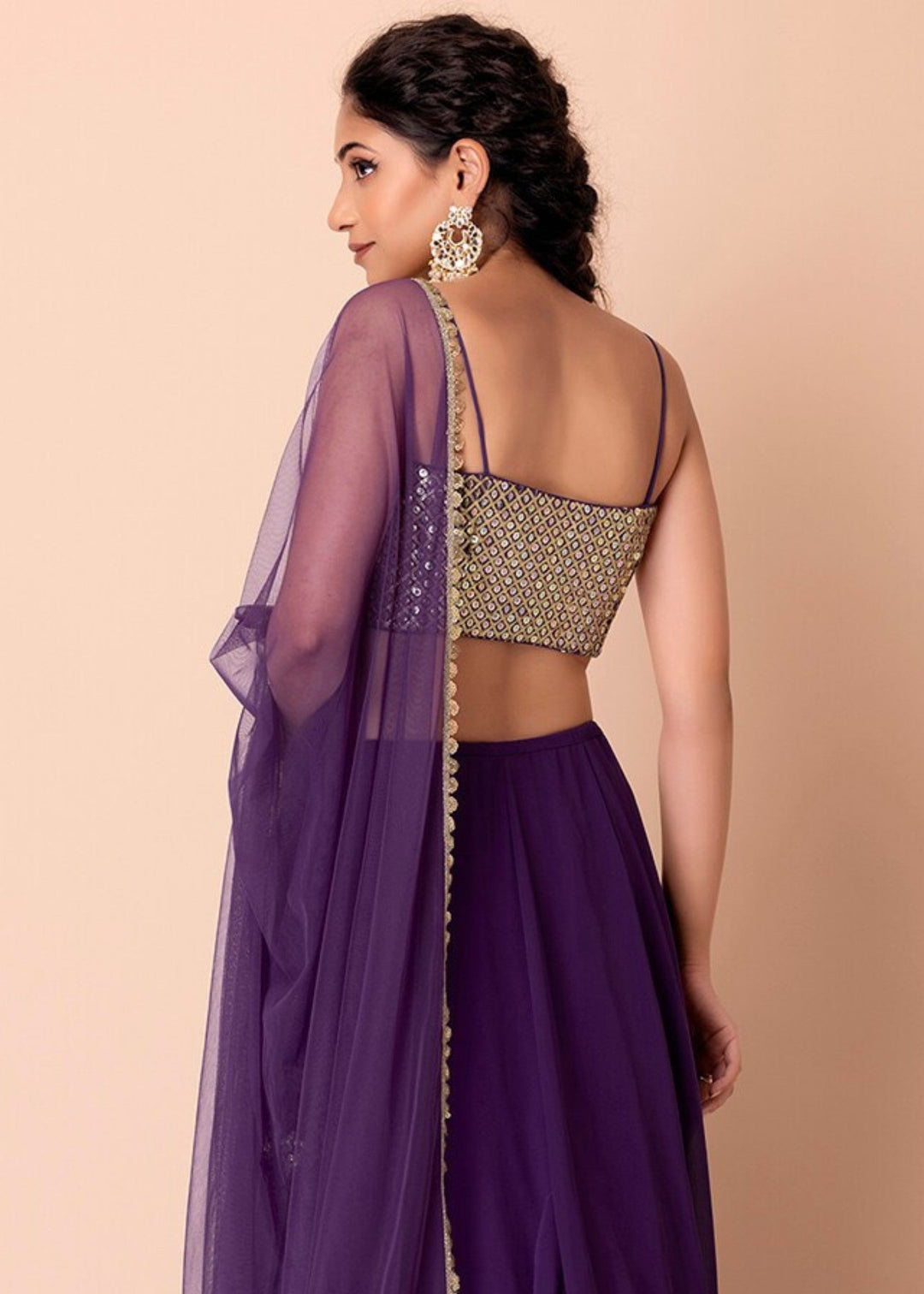 Rasin Purple Georgette Lehenga Choli With Sequins And Thread Embroidery Work