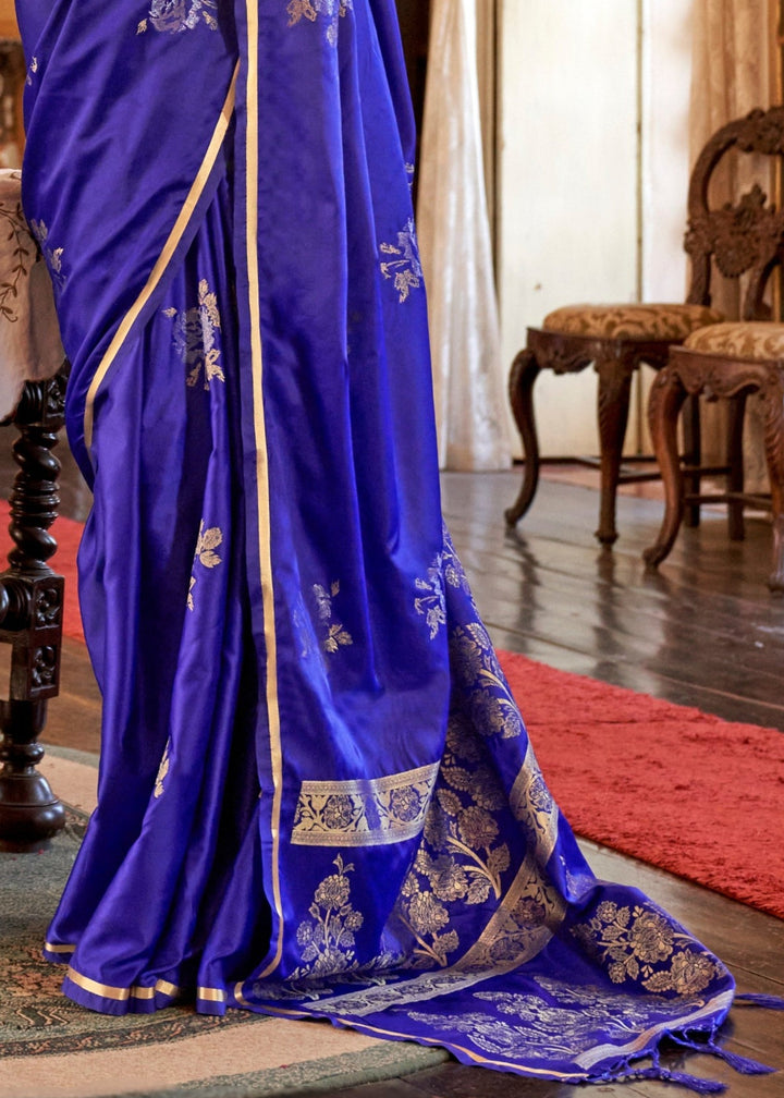 Blue Satin Silk Saree