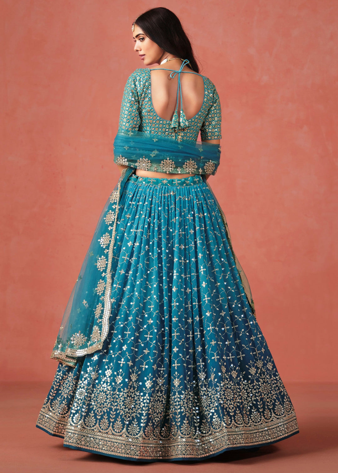 Rama Blue Georgette Lehenga Choli