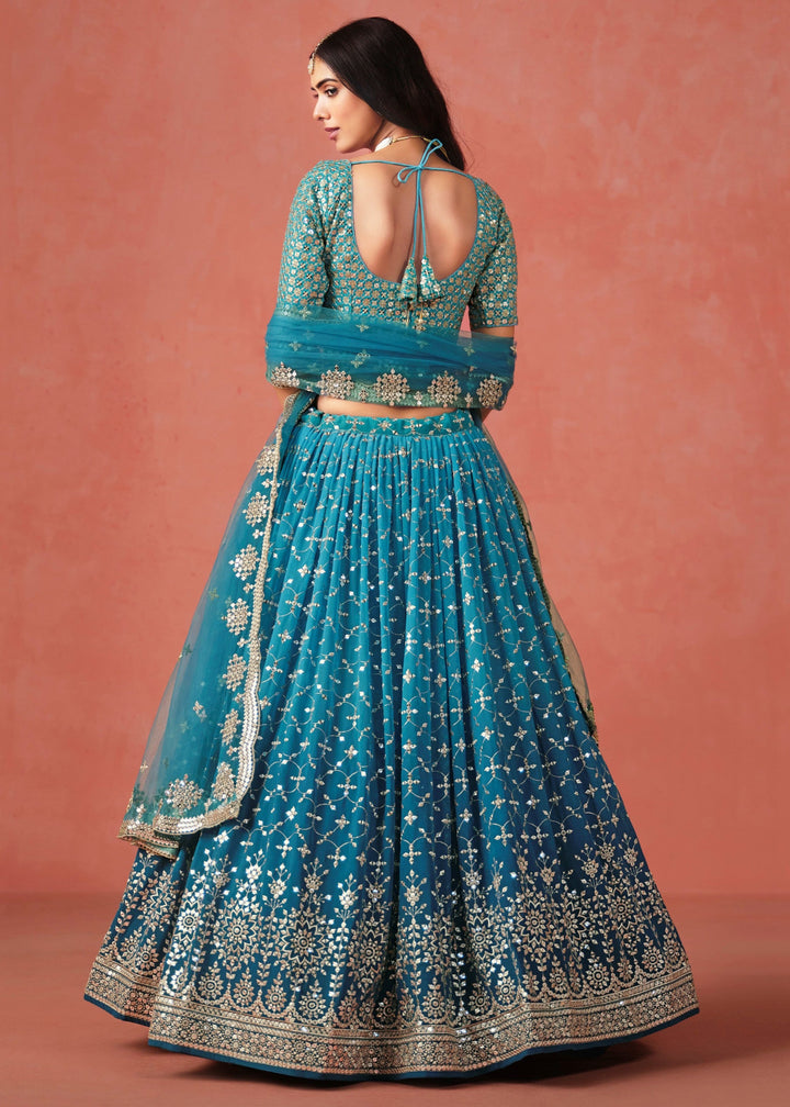 Rama Blue Georgette Lehenga Choli