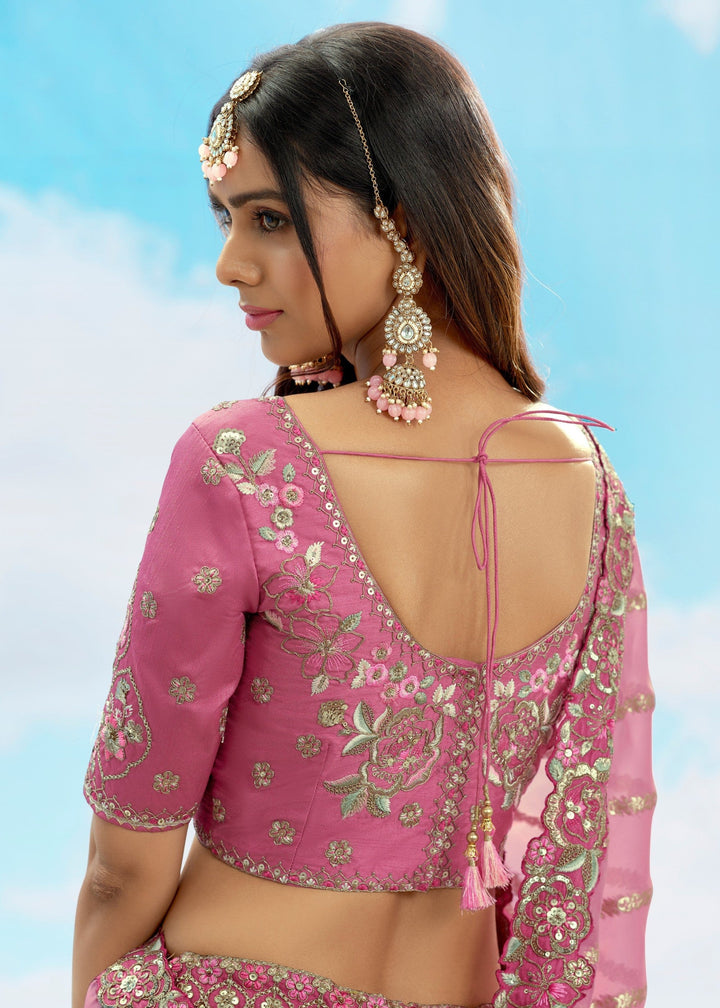 Lavender Silk Lehenga With Cut Work Border