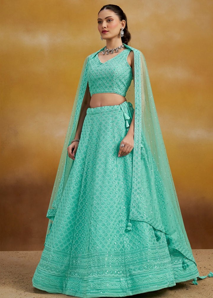 Sky Georgette Lehenga With Dupatta