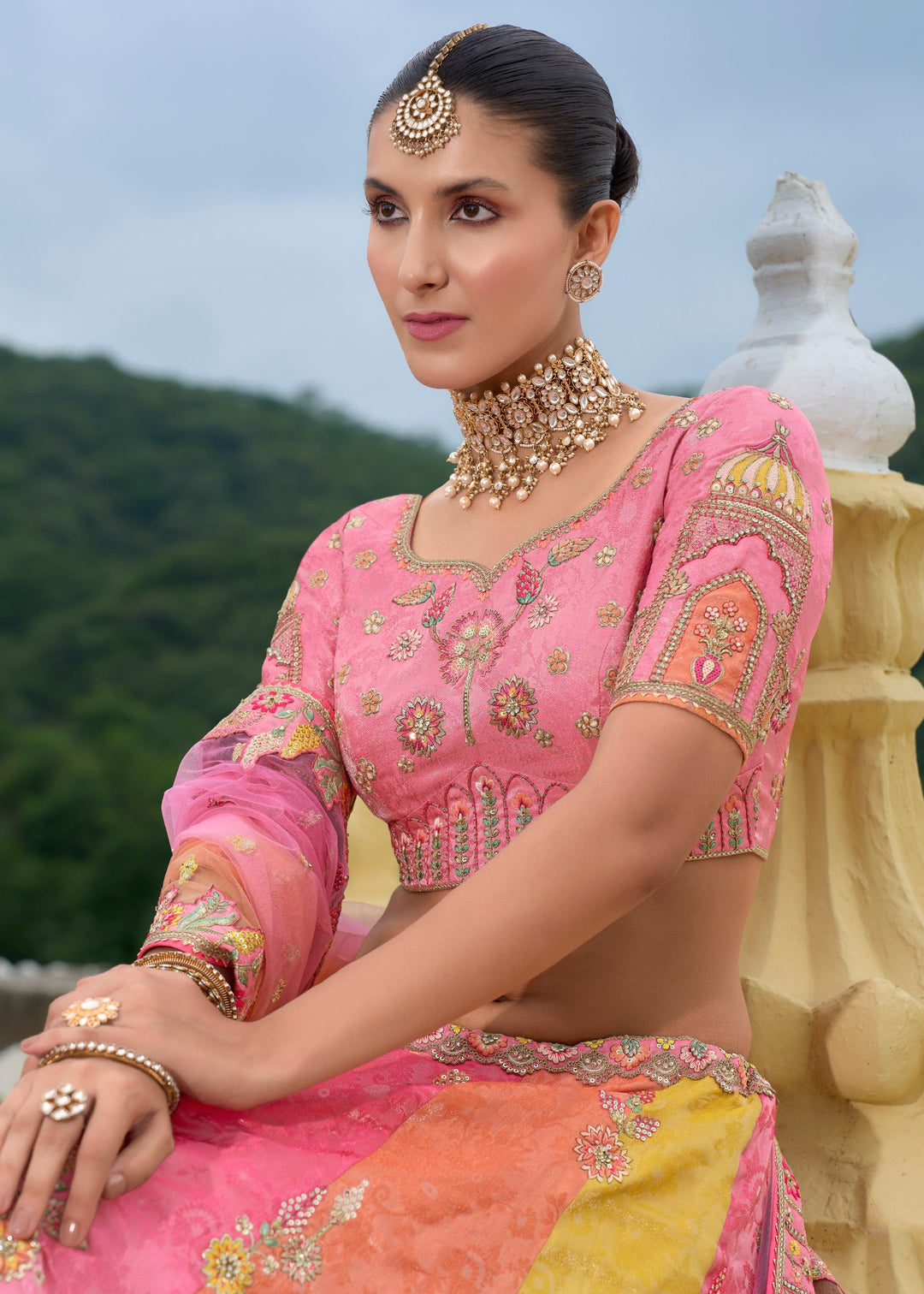 Multicolored Banarasi Silk Lehenga With Heavy Embroidery Work : Top Pick