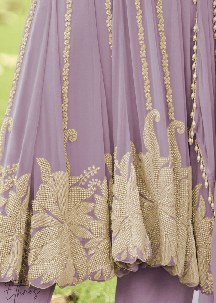 Lilac Purple Georgette Anarkali Suit
