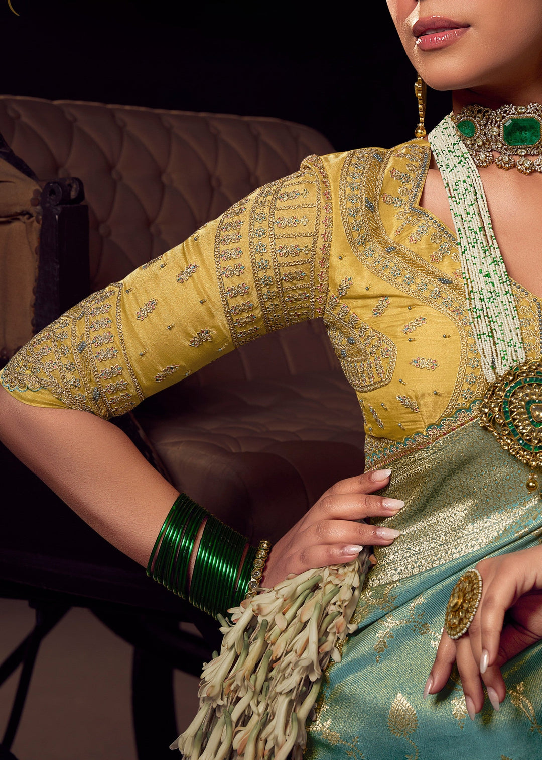 Frost Blue Viscose Tissue Silk Saree
