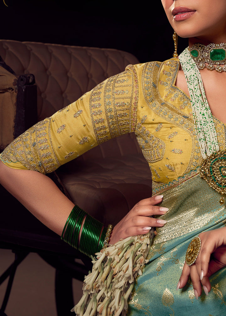 Frost Blue Viscose Tissue Silk Saree
