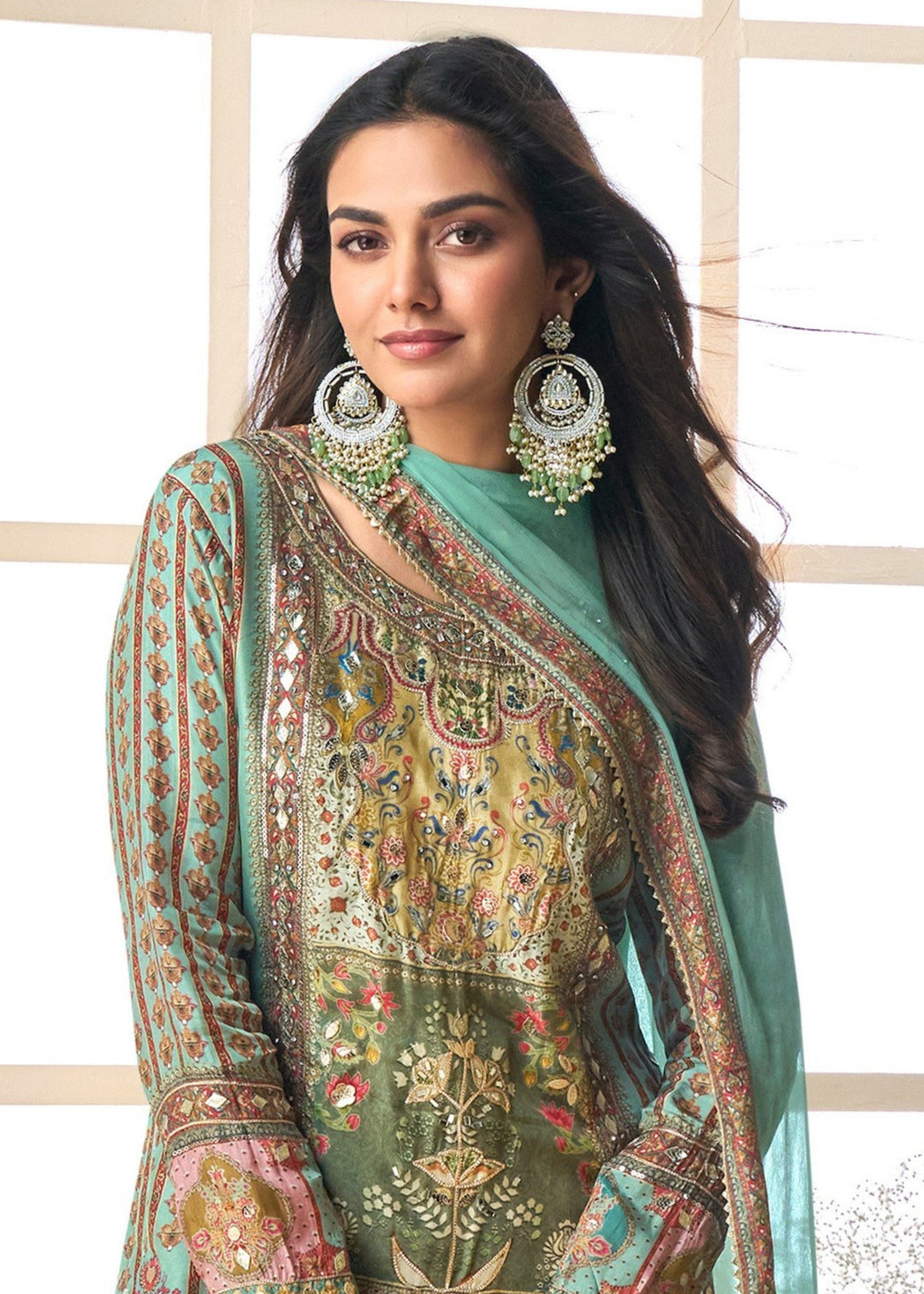 Pistachio Green Viscose Crepe Silk Salwar Suit : Top Pick