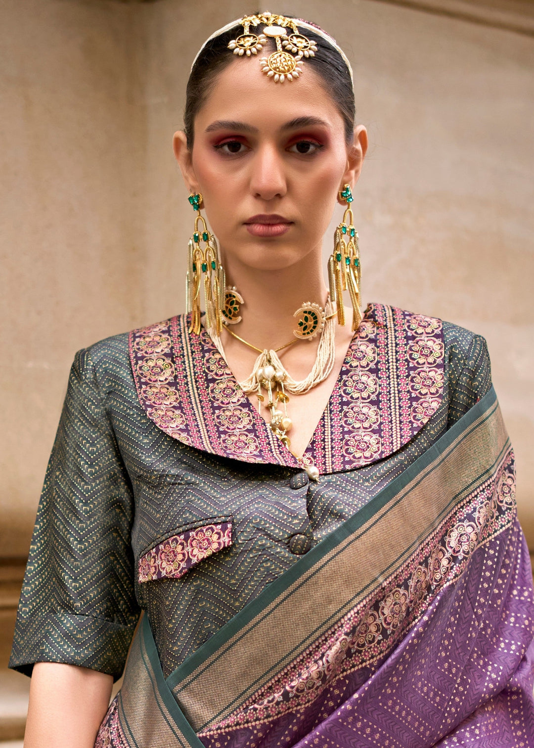 Purple Poly Viscose Silk Saree