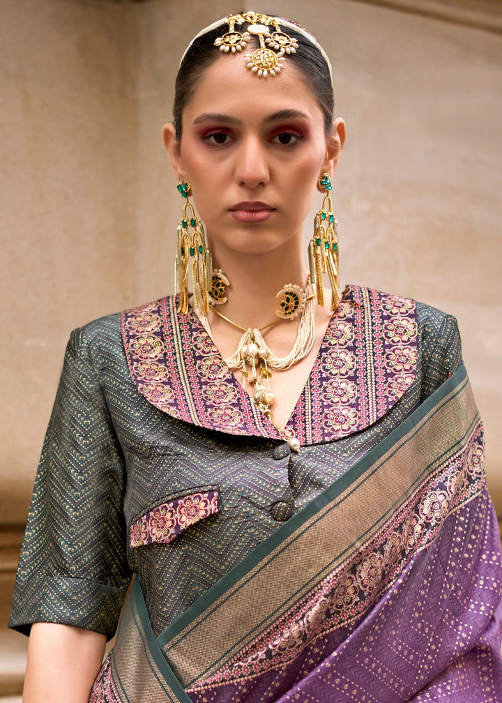 Purple Poly Viscose Silk Saree