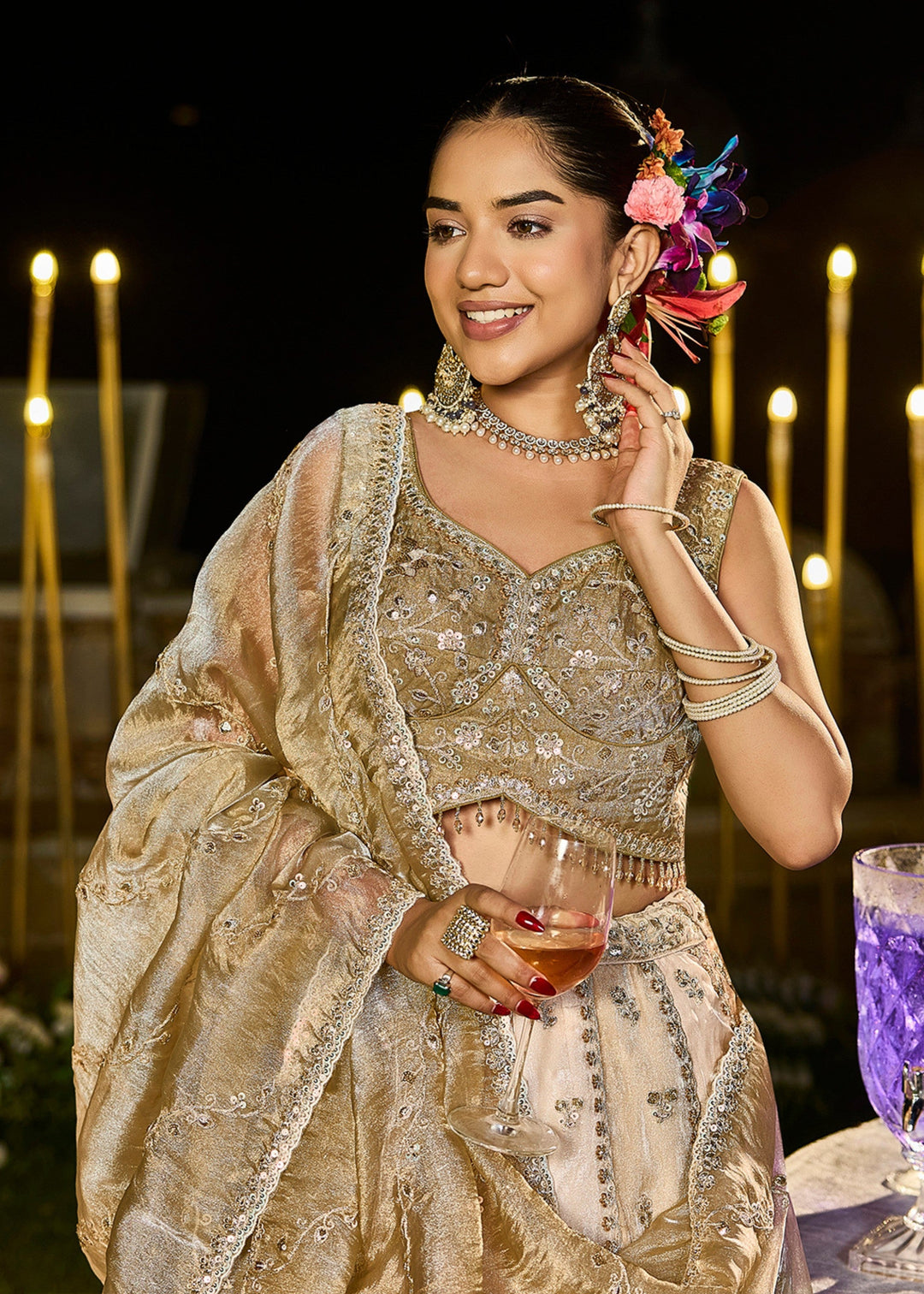 Multi Satin Silk Lehenga Choli
