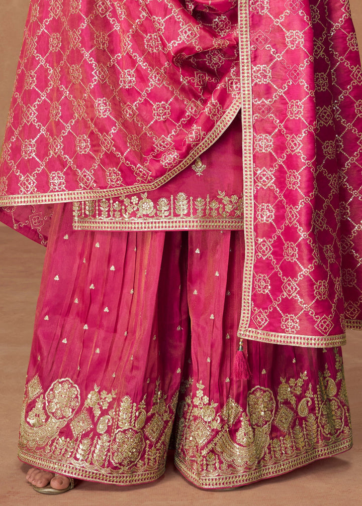 Bright Magenta Pink Silk Salwar Suit