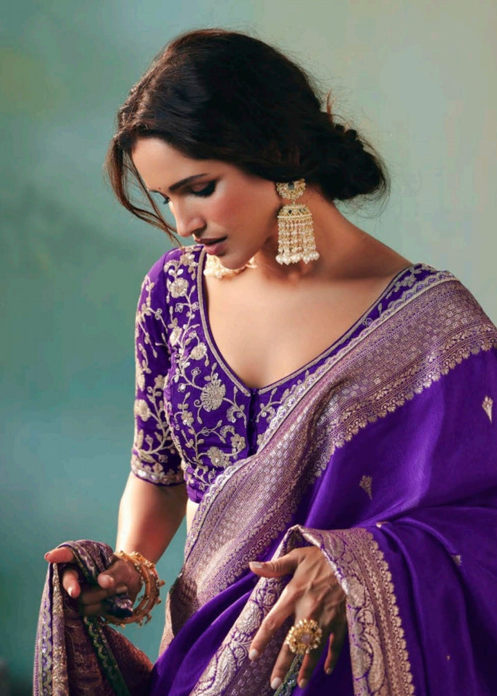 Royal Purple Viscose Dola Silk Saree