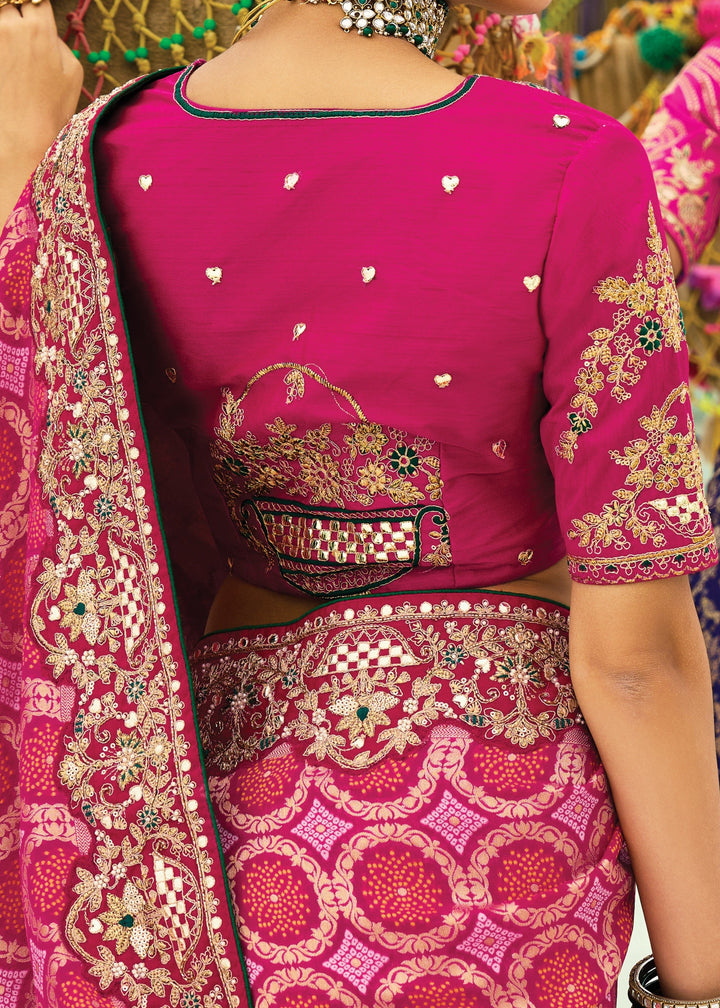 Rani Pink Georgette Bandhej Saree