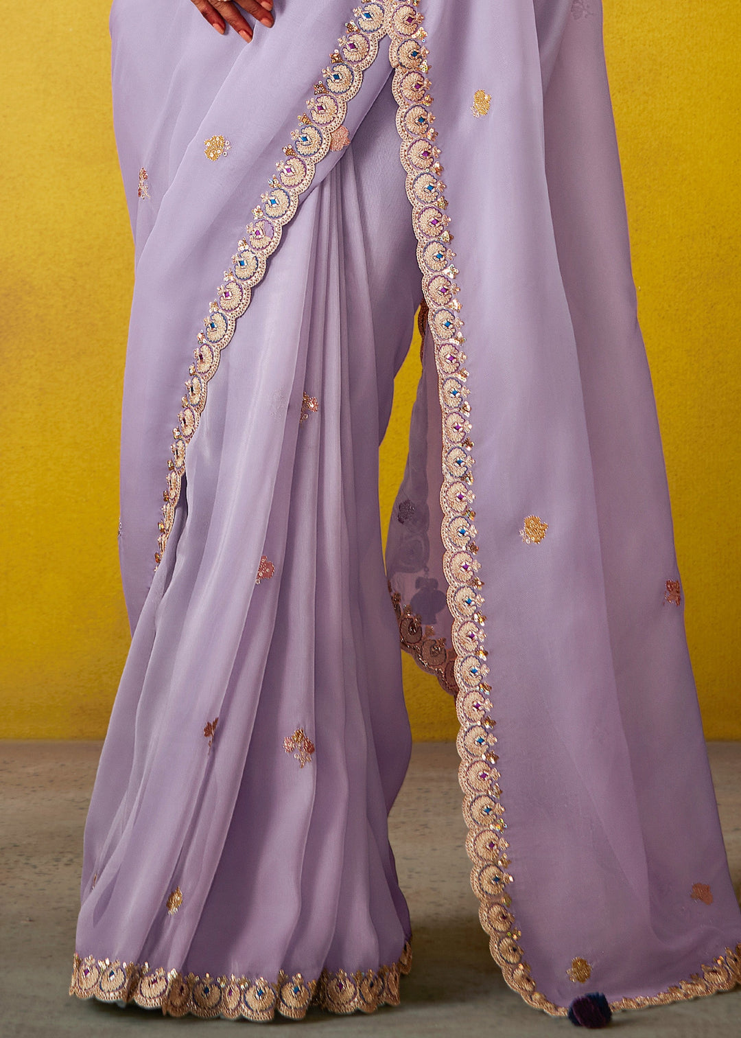 Mauve Purple Glass Tissue Silk Saree