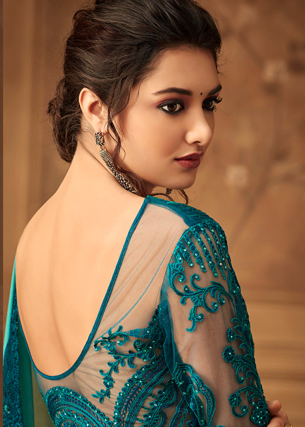 Shades Of Green Chiffon Silk Saree