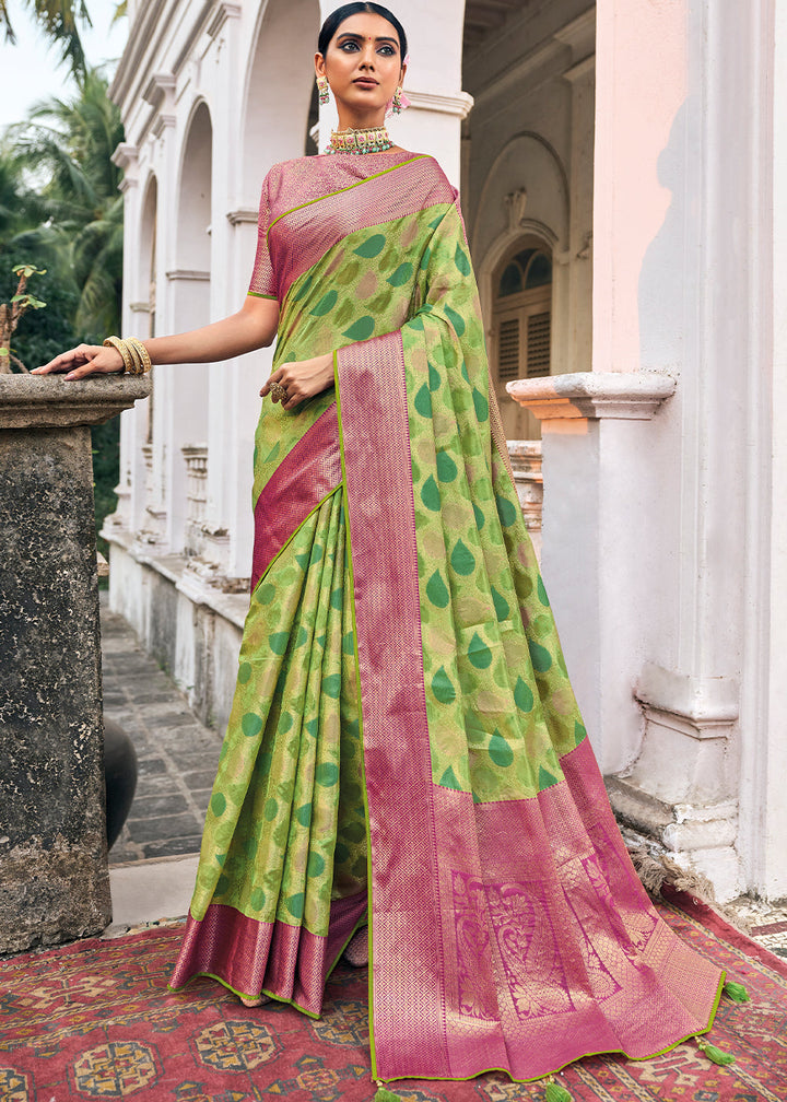 Shades Of Green Organza Silk Saree