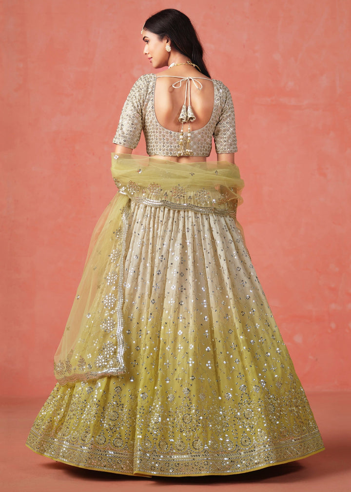 Yellow Sequins Zari Embroidered Work Georgette Lehenga