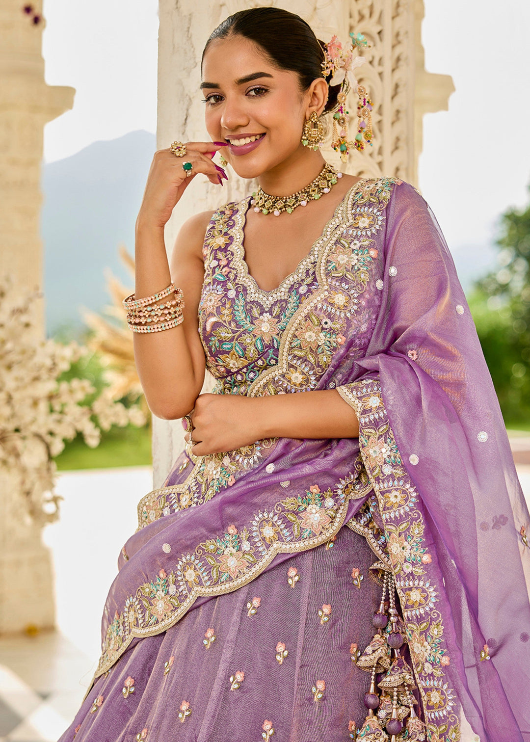 Purple Satin Silk Lehenga Choli