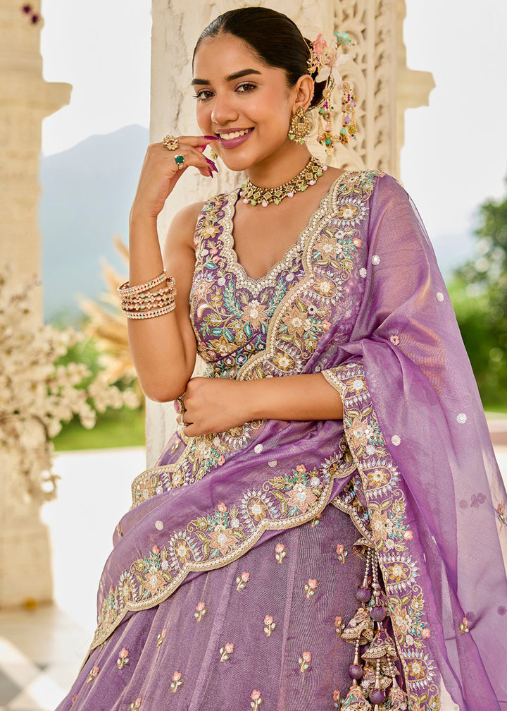 Purple Satin Silk Lehenga Choli