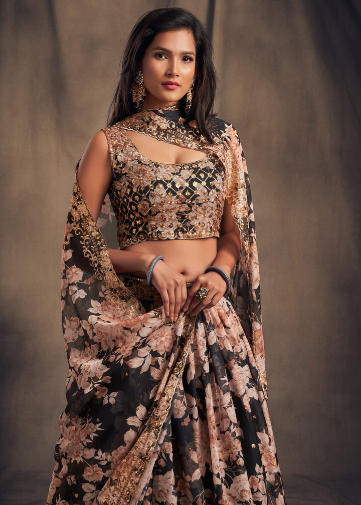 Black Organza Lehenga with Dupatta