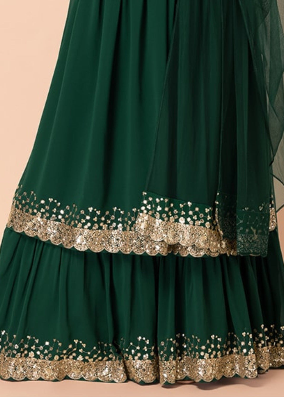 Hunter Green Georgette Lehenga Choli With Sequins And Thread Embroidery Work